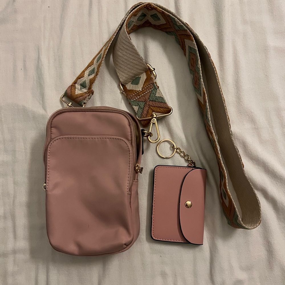 Stylish Pink Crossbody Bag with Card Holder